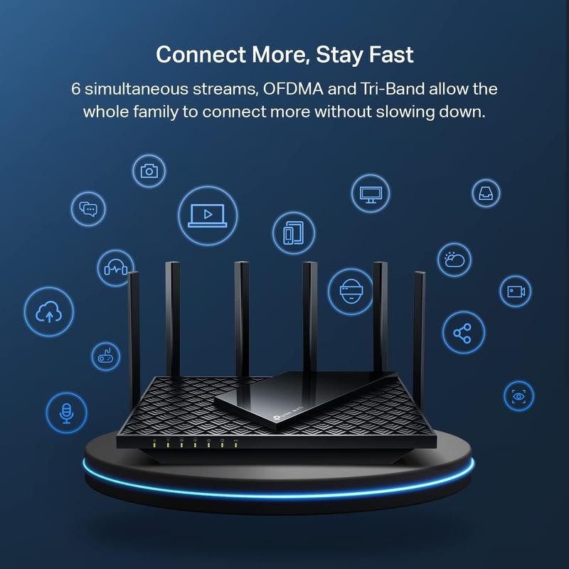 Roteador WiFi 6E TP-Link Archer AXE75 AXE5400 Tri-Band Gigabit